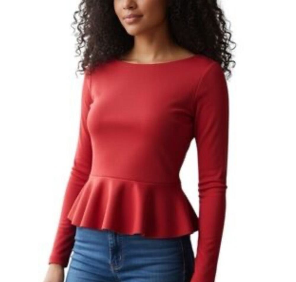 Jason Wu Peplum Blouse XS Red Dressy Office Siren Twee Valentines Day NWT